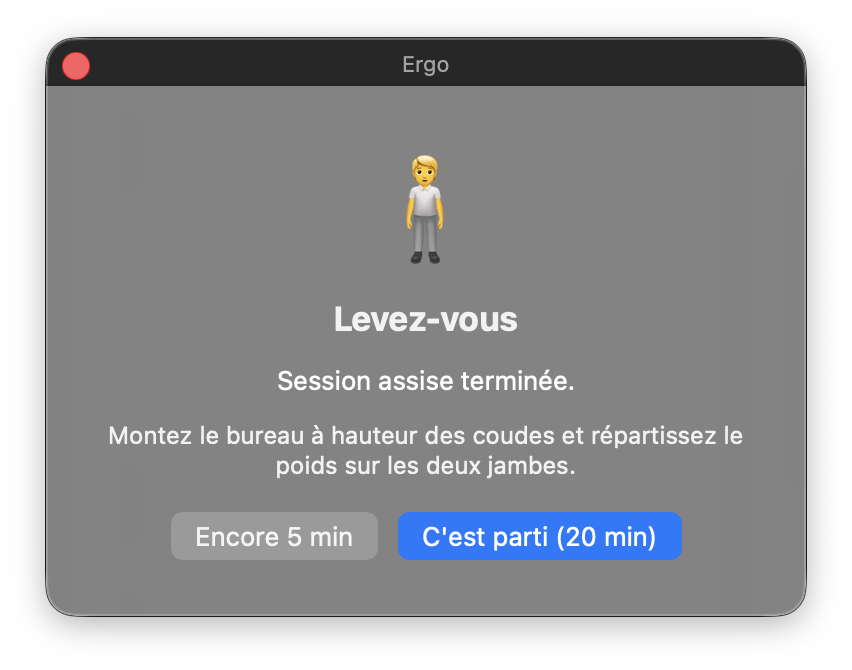 Alerte « Levez-vous » d'Ergo